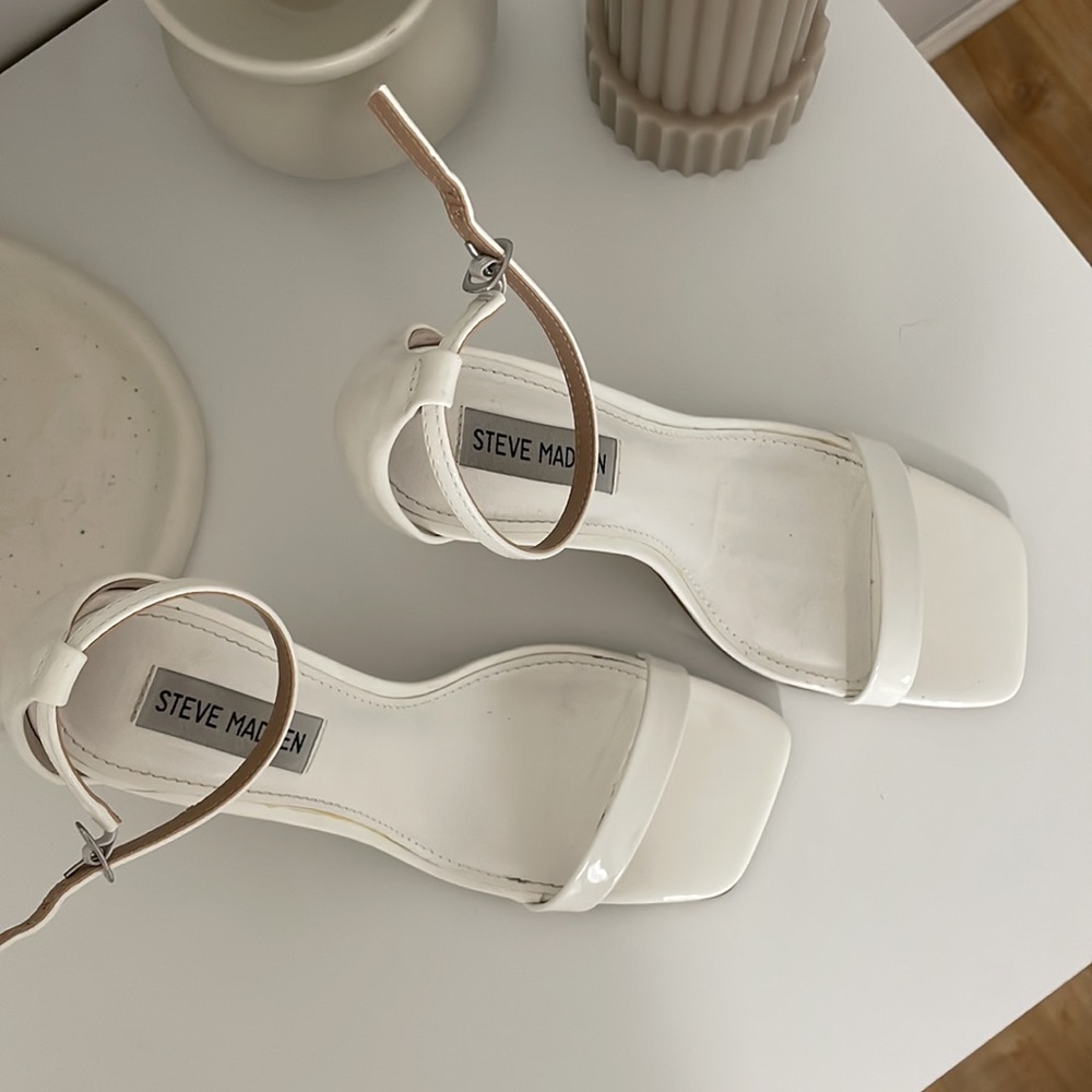 Steve Madden square toe white high heel sandals - Picture 2 of 4